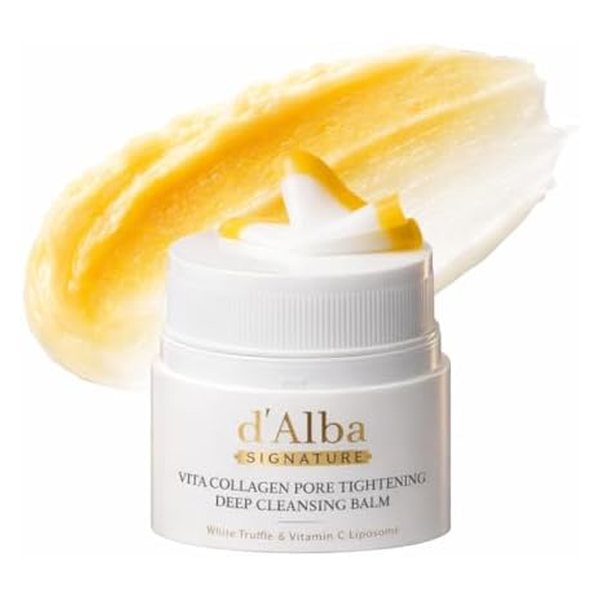 d'alba Piedmont Signature Vita Collagen Deep Cleansing Balm (1.69 fl oz), All-in-One Makeup Remover with Vitamin C, Pore Care, 3-in-1 Balm Oil Milk Cleanser